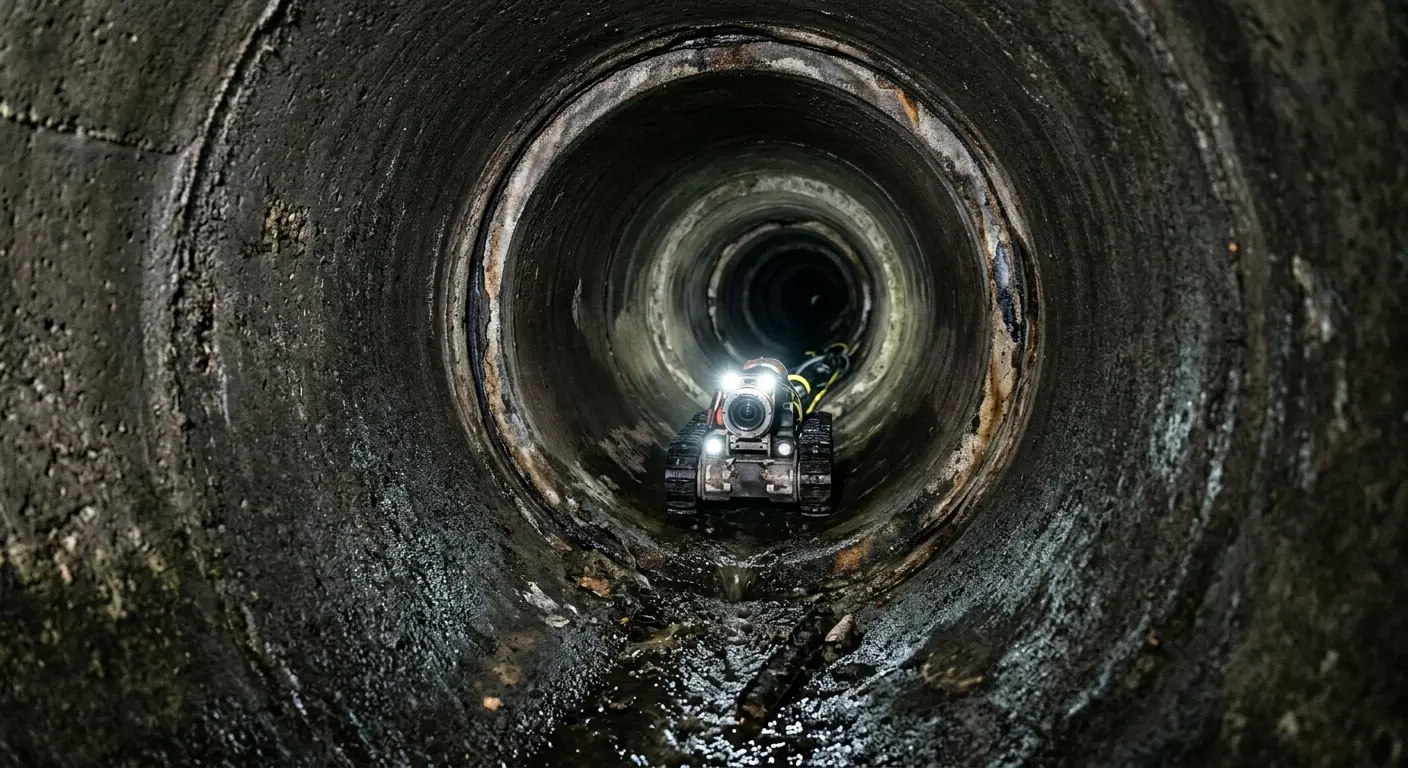 Robotic sewer camera inspecting pipe interior for Drain Snake Service in Yucca Valley